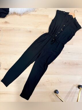 Sleeveless Black Jumpsuit with Drawstring Waist